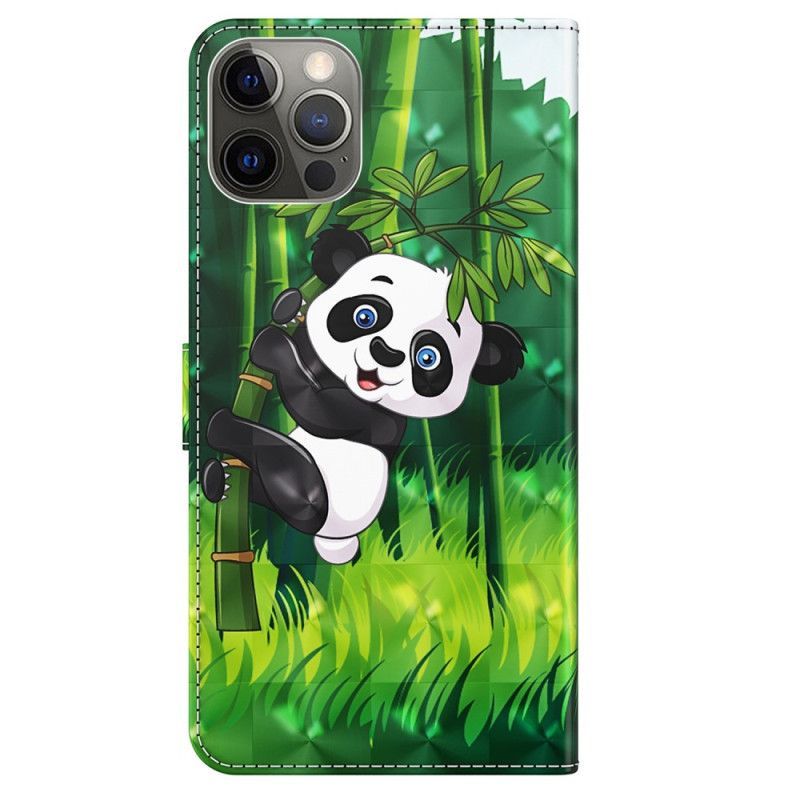 Flipové Pouzdro Na iPhone 15 Plus Na Lana 3d Bambusová Panda S Popruhem