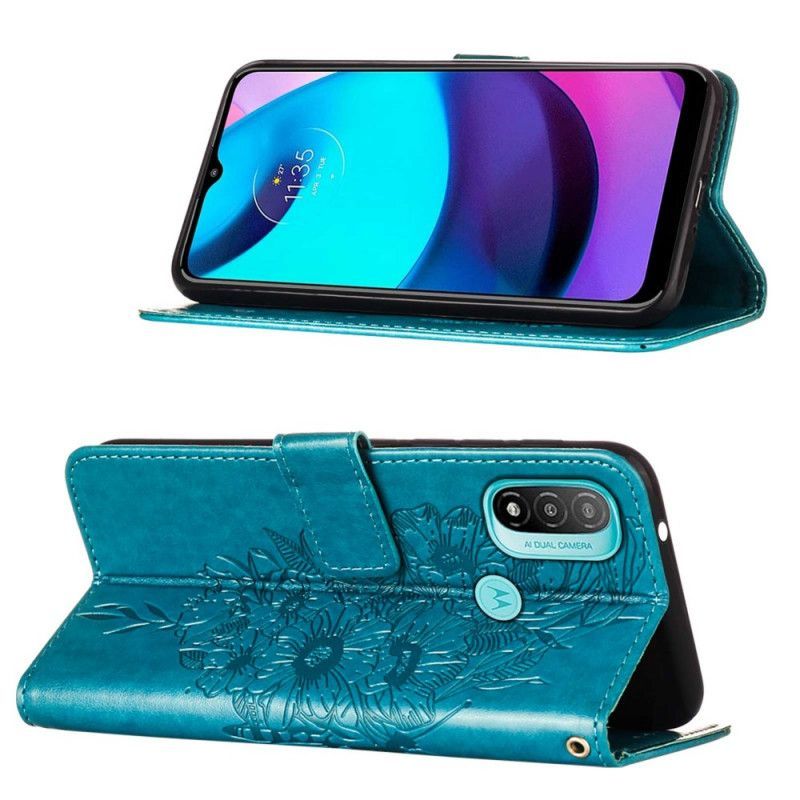 Kožené Pouzdro Na Moto E40 / E30 / E20 Motýlí Design