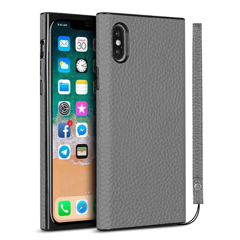 Kryt Na iPhone X / XS Kožený Efekt S Páskem