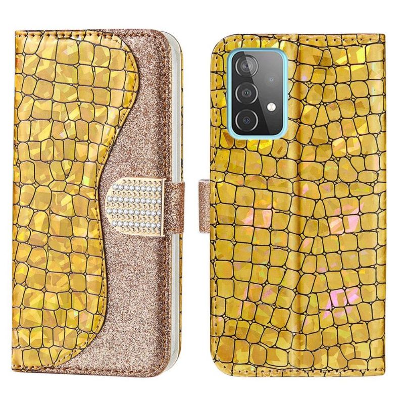 Kožené Pouzdro Na Samsung Galaxy A52 5G / A52 4G / A52s 5G Luxusní Flitry S Efektem Croc