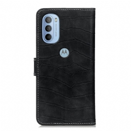 Flipové Pouzdro Na Motorola Moto G31 / Moto G41 Vzhled Croco Prošívání