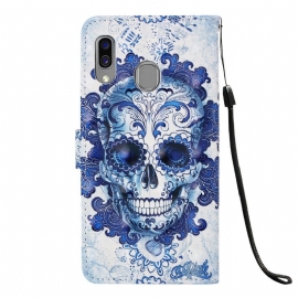 Kožené Pouzdro Na Samsung Galaxy A40 Vzor Calavera