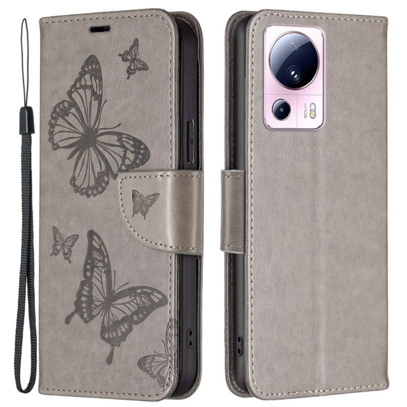 Flipové Pouzdro Na Xiaomi 13 Lite Na Lana Butterflies Printed Strappy