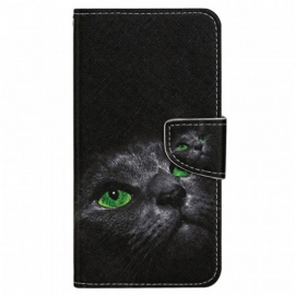 Flipové Pouzdro Na Samsung Galaxy A13 Na Lana Green Eyed Cat S Popruhem