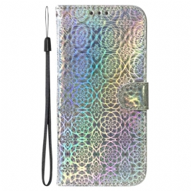 Flipové Pouzdro Na Samsung Galaxy A13 Na Lana Strappy Psychedelické Květiny