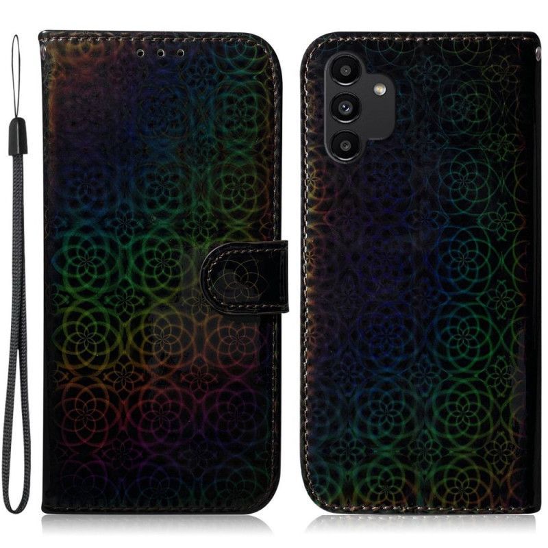 Flipové Pouzdro Na Samsung Galaxy A13 Na Lana Strappy Psychedelické Květiny