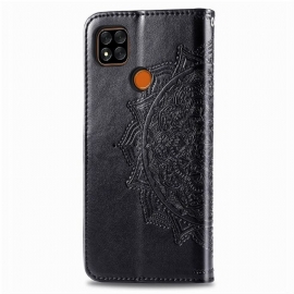 Flipové Pouzdro Na Xiaomi Redmi 9C Reliéfní Mandala Z Umělé Kůže