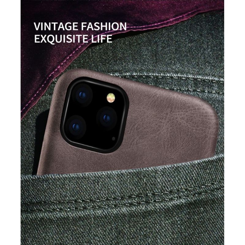 Kryt Na iPhone 11 Pro Max Vintage Série Imitace Kůže