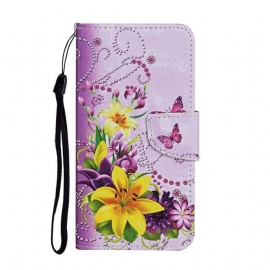 Flipové Pouzdro Na Samsung Galaxy A54 5G Masterful Butterflies With Lanyard