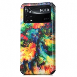 Flipové Pouzdro Na Poco X4 Pro 5G Kožené Pouzdro Iridescent Cloud Flip Flap