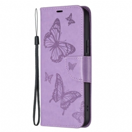 Flipové Pouzdro Na Poco X5 Pro 5G Na Lana Butterflies Printed Strappy