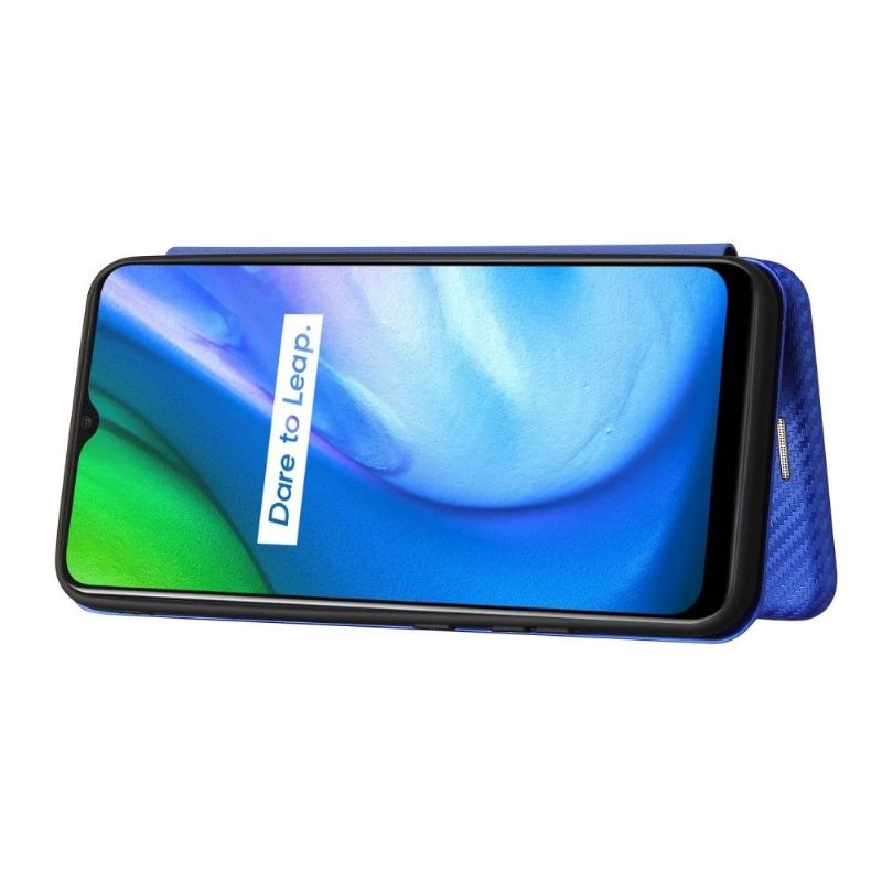 Flipové Pouzdro Na Realme C21 Koženka Z Uhlíkových Vláken