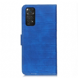 Kožené Pouzdro Na Xiaomi Redmi Note 11 / Note 11S Sešívání Vzhledu Croc