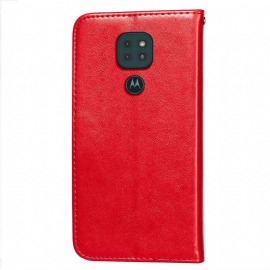 Flipové Pouzdro Na Motorola Moto G9 Play Krajka Z Umělé Kůže