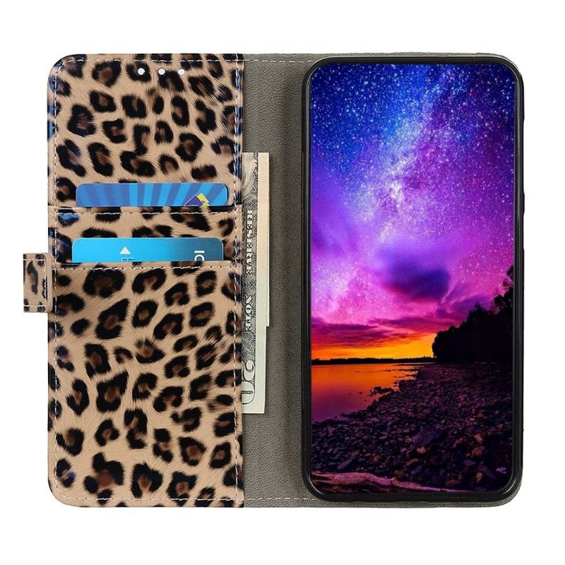 Flipové Pouzdro Na Samsung Galaxy S21 Ultra 5G Styl Leoparda Z Umělé Kůže