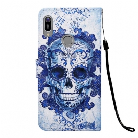 Kožené Pouzdro Na Huawei Y6 2019 Vzor Calavera