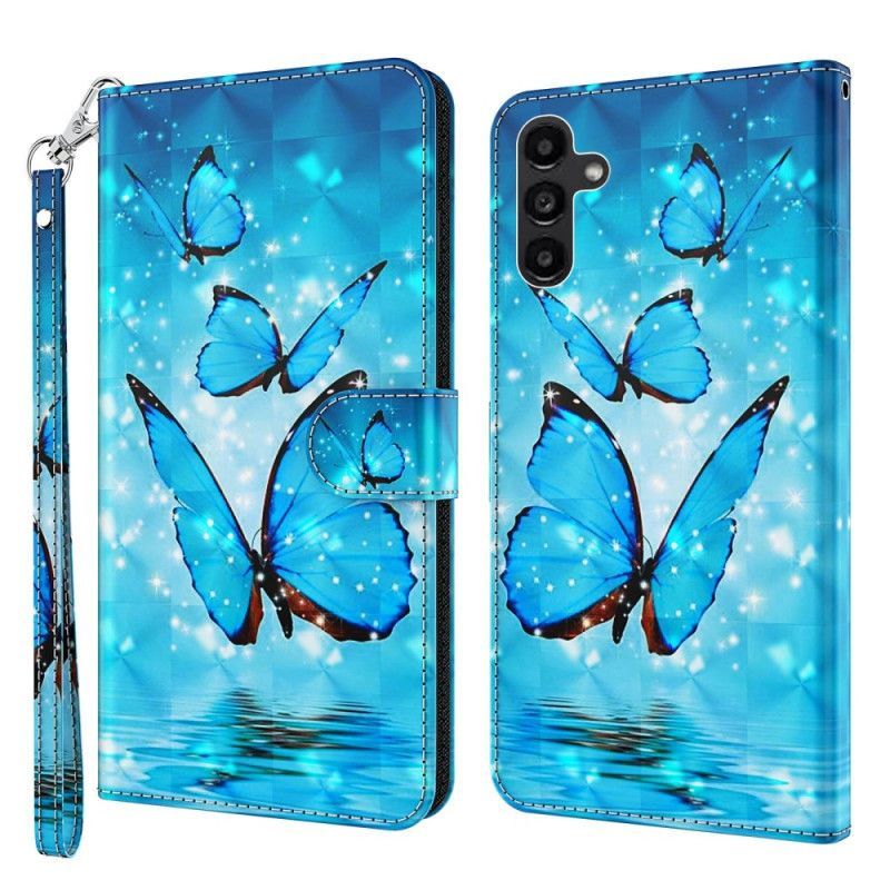 Flipové Pouzdro Na Samsung Galaxy A14 / A14 5G Na Lana Tanga Butterflies