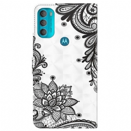 Flipové Pouzdro Na Motorola Moto G71 5G Krajkové Květiny