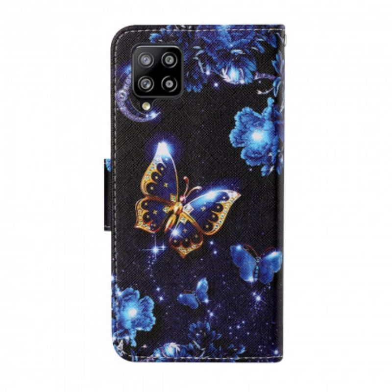 Flipové Pouzdro Na Samsung Galaxy M12 / A12 Na Lana Precious Thong Butterflies