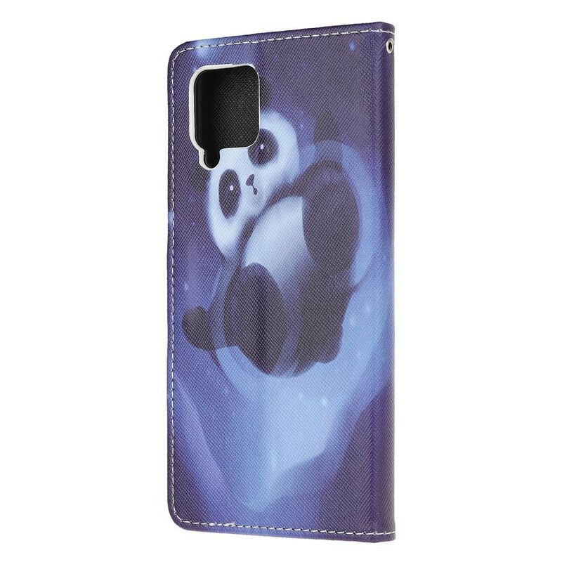 Kožené Pouzdro Na Samsung Galaxy M12 / A12 Na Lana Panda Space S Lanyardem