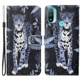 Flipové Pouzdro Na Moto G71 5G Na Lana Strappy Leopard