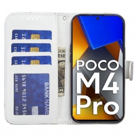 Flipové Pouzdro Na Poco M4 Pro 4G Paví Květ