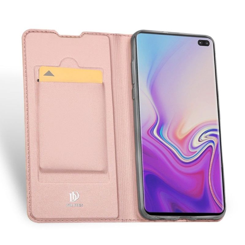 Kožené Pouzdro Folio Na Samsung Galaxy S10 Plus Obchodní Imitace Kůže