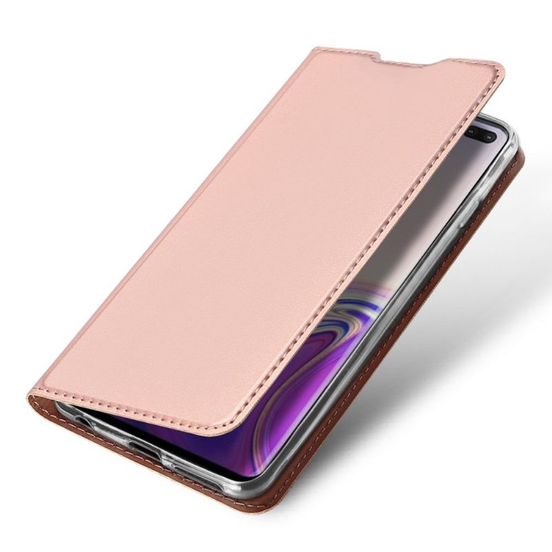 Kožené Pouzdro Folio Na Samsung Galaxy S10 Plus Obchodní Imitace Kůže