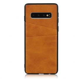 Kryt Na Samsung Galaxy S10 Plus Kožený Držitel Karty S Efekty