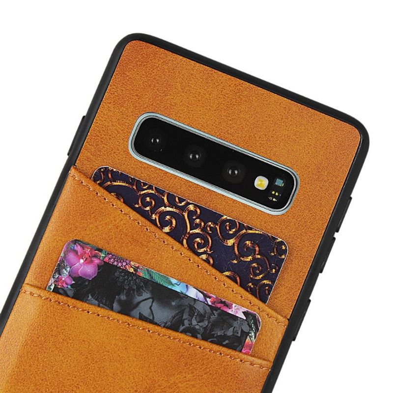 Kryt Na Samsung Galaxy S10 Plus Kožený Držitel Karty S Efekty