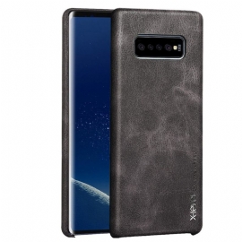 Kryt Na Samsung Galaxy S10 Plus Vintage Série Kůže - Tmavě Hnědá