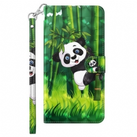 Flipové Pouzdro Na iPhone 15 Pro Max Na Lana 3d Bambusová Panda S Popruhem