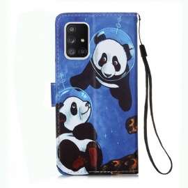 Kožené Pouzdro Na Samsung Galaxy A51 5G Panda Astronaut