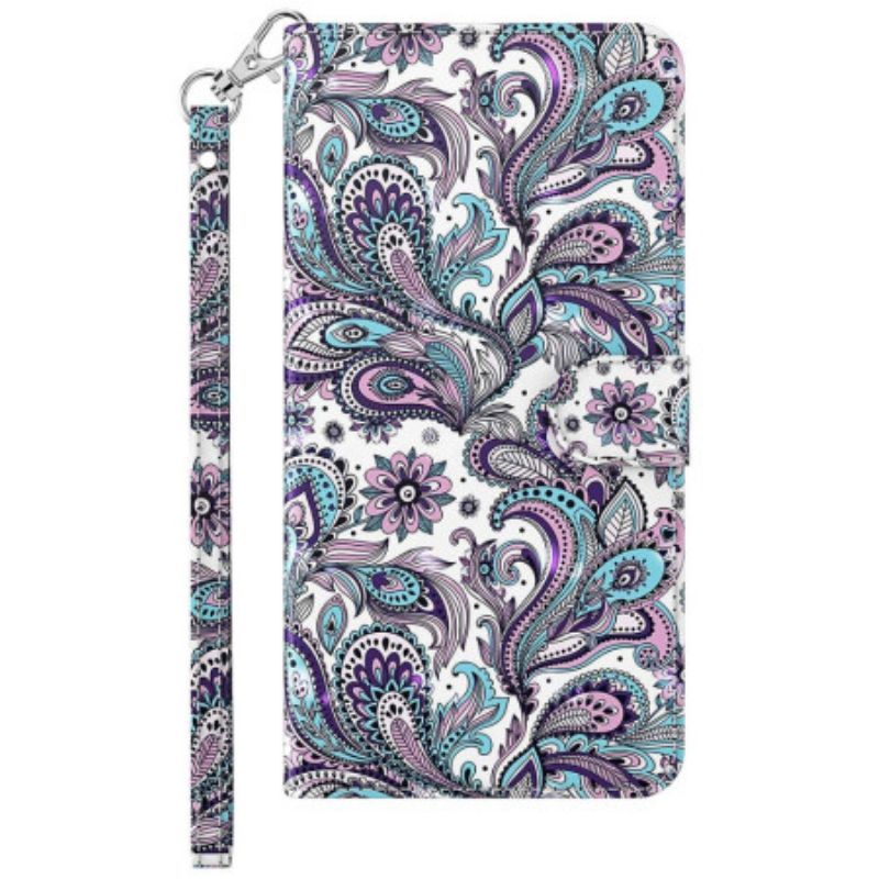 Flipové Pouzdro Na Samsung Galaxy S23 5G Na Lana Strappy Paisley Vzor