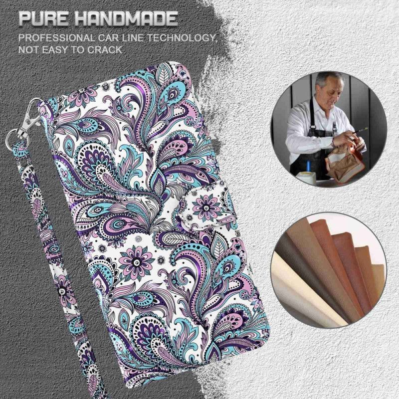 Flipové Pouzdro Na Samsung Galaxy S23 5G Na Lana Strappy Paisley Vzor