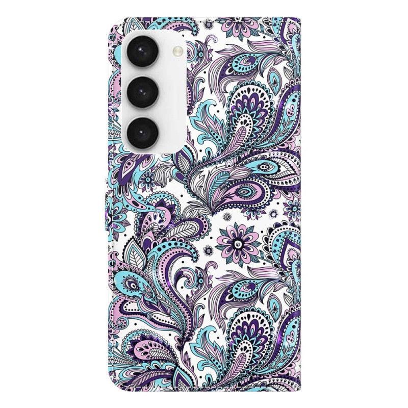 Flipové Pouzdro Na Samsung Galaxy S23 5G Na Lana Strappy Paisley Vzor