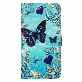 Kožené Pouzdro Na Samsung Galaxy S23 Ultra 5G Na Lana Tanga Butterflies