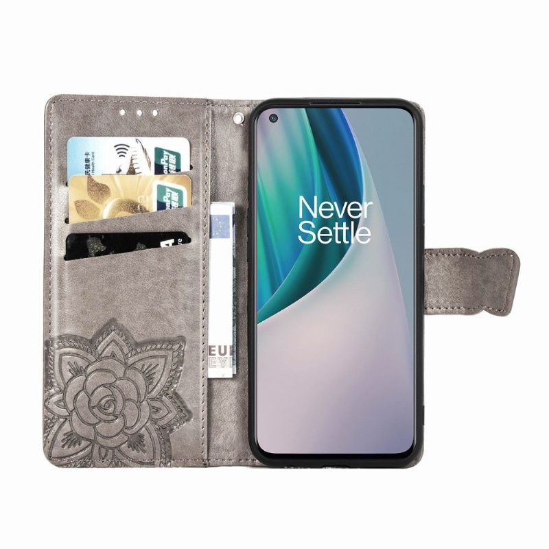 Flipové Pouzdro Na OnePlus Nord N10 Reliéfní Motýl