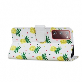 Kožené Pouzdro Na Samsung Galaxy S20 FE Ananas