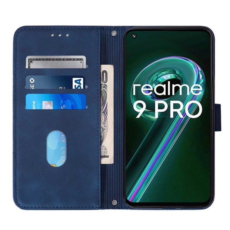 Flipové Pouzdro Na Realme 9 Pro 5G Pyramidový Kožený Efekt