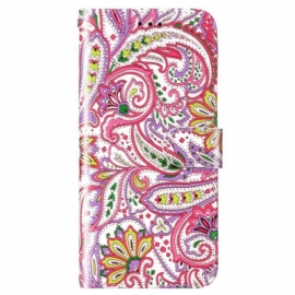 Kožené Pouzdro Na Xiaomi 12 Lite Na Lana Strappy Paisley Vzor