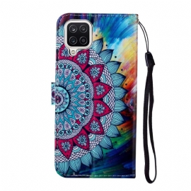 Flipové Pouzdro Na Samsung Galaxy A12 Květinová Mandala