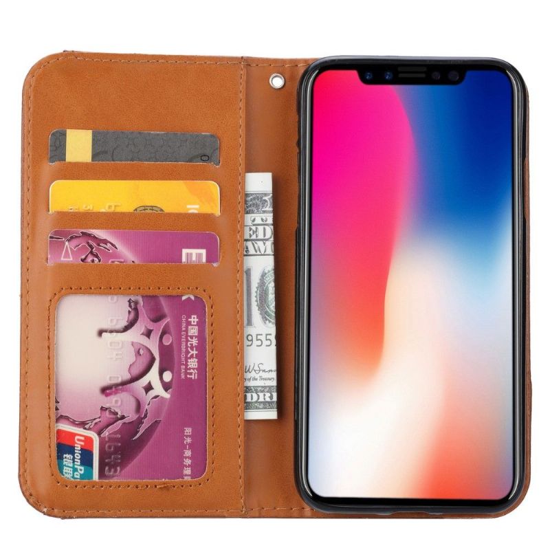 Flipové Pouzdro Na iPhone XS Max Kožený Efekt Pouzdra Na Stojan