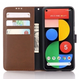 Kožené Pouzdro Folio Na Google Pixel 5 Flipové Pouzdro Retro Umělá Kůže