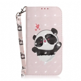 Flipové Pouzdro Na iPhone 14 Plus Na Lana Strappy Panda