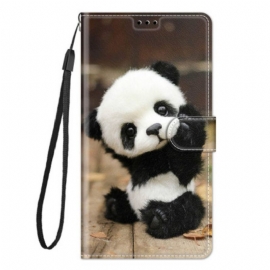 Flipové Pouzdro Na Xiaomi 12 / 12X Na Lana Malá Panda S Popruhem