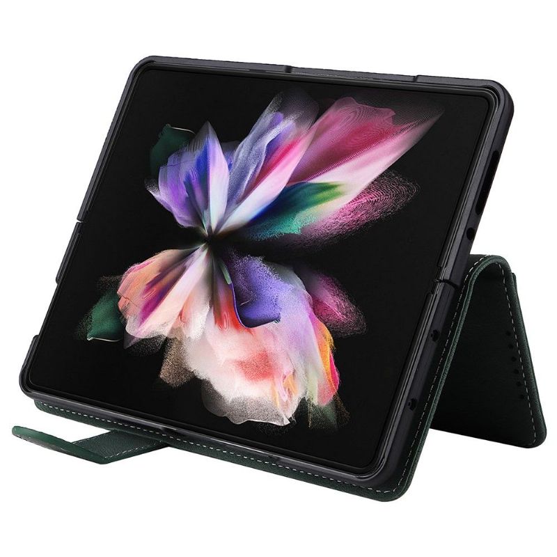 Kryt Flipové Pouzdro Na Samsung Galaxy Z Fold 3 5G Prošívání Z Umělé Kůže