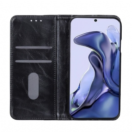 Kožené Pouzdro Folio Na Xiaomi 11T / 11T Pro Nýty Z Umělé Kůže Simon