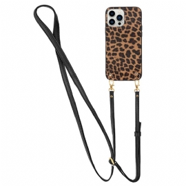 Kryt Na iPhone 14 Pro Leopard S Popruhem Přes Rameno