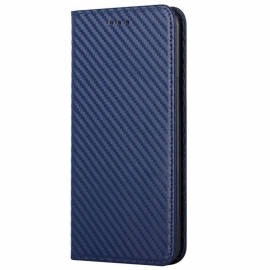 Kryty Na Mobil Na iPhone 14 Pro Na Lana Flipové Pouzdro Strappy Carbon Fiber Style